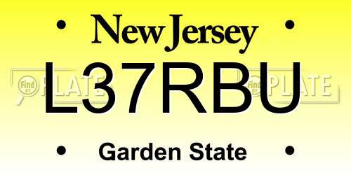 L37RBU New Jersey License Plate