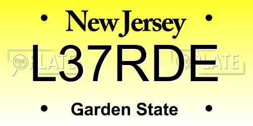 L37RDE New Jersey License Plate