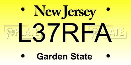 L37RFA New Jersey License Plate