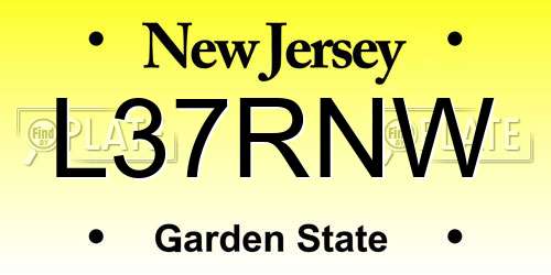 L37RNW New Jersey License Plate