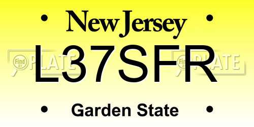 L37SFR New Jersey License Plate