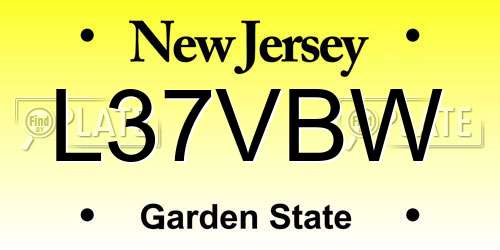 L37VBW New Jersey License Plate
