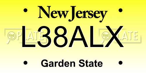 L38ALX New Jersey License Plate