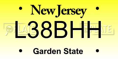 L38BHH New Jersey License Plate
