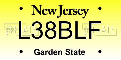 L38BLF New Jersey License Plate