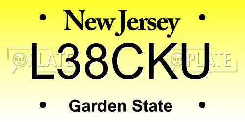 L38CKU New Jersey License Plate
