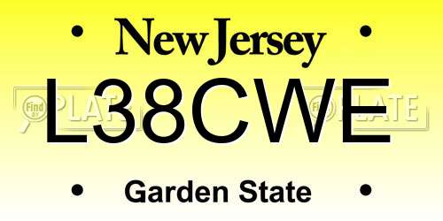 L38CWE New Jersey License Plate