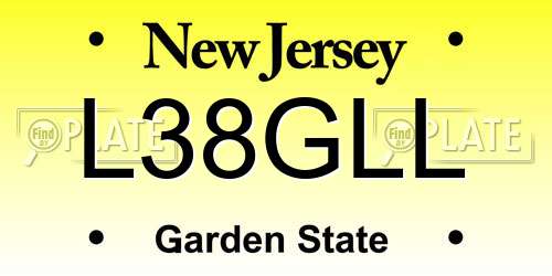 L38GLL New Jersey License Plate
