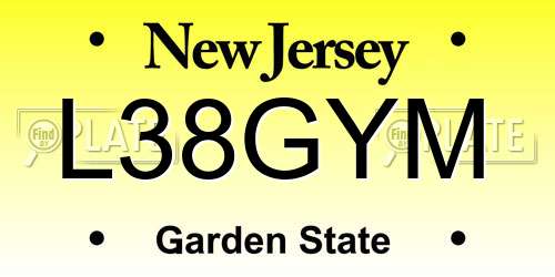 L38GYM New Jersey License Plate
