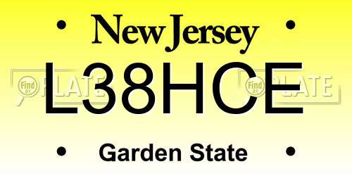 L38HCE New Jersey License Plate