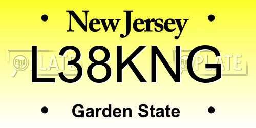 L38KNG New Jersey License Plate