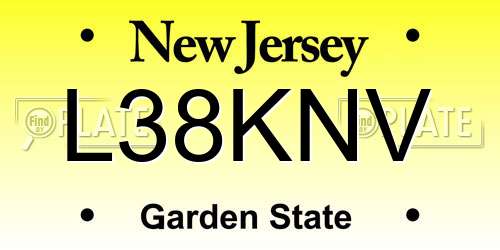 L38KNV New Jersey License Plate