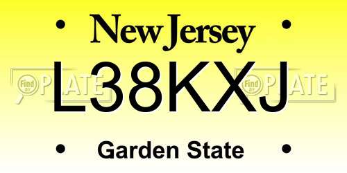 L38KXJ New Jersey License Plate