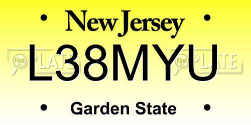 L38MYU New Jersey License Plate