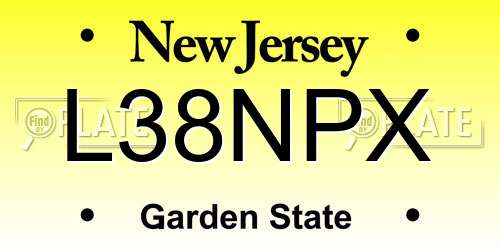 L38NPX New Jersey License Plate