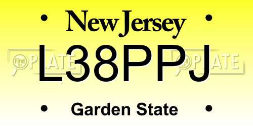 L38PPJ New Jersey License Plate