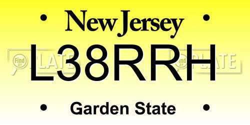 L38RRH New Jersey License Plate