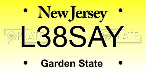 L38SAY New Jersey License Plate