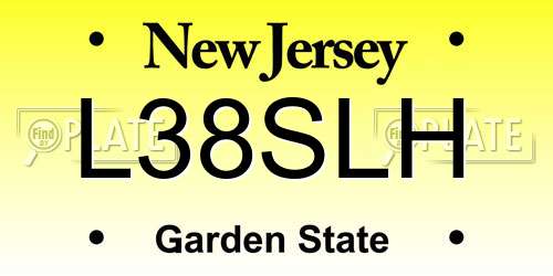 L38SLH New Jersey License Plate