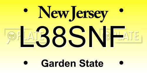 L38SNF New Jersey License Plate