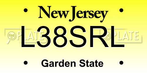 L38SRL New Jersey License Plate