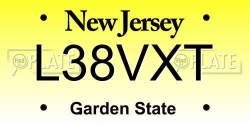 L38VXT New Jersey License Plate