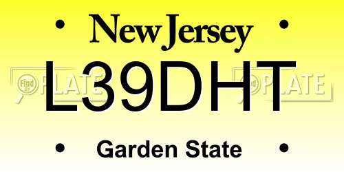 L39DHT New Jersey License Plate