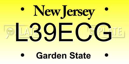 L39ECG New Jersey License Plate
