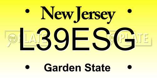 L39ESG New Jersey License Plate