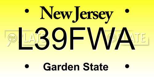 L39FWA New Jersey License Plate