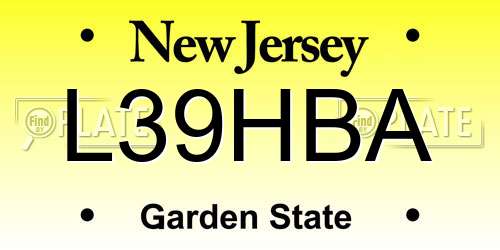 L39HBA New Jersey License Plate