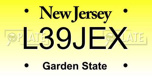 L39JEX New Jersey License Plate