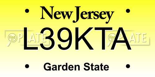 L39KTA New Jersey License Plate