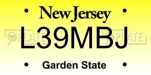 L39MBJ New Jersey License Plate