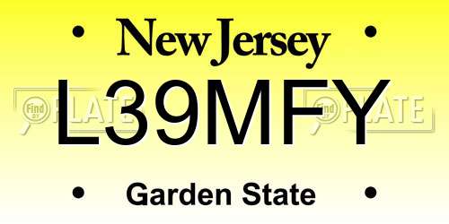 L39MFY New Jersey License Plate
