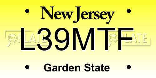 L39MTF New Jersey License Plate