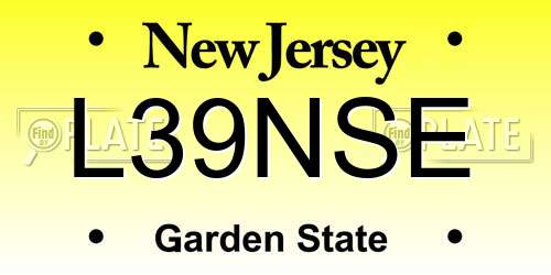 L39NSE New Jersey License Plate