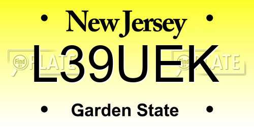 L39UEK New Jersey License Plate