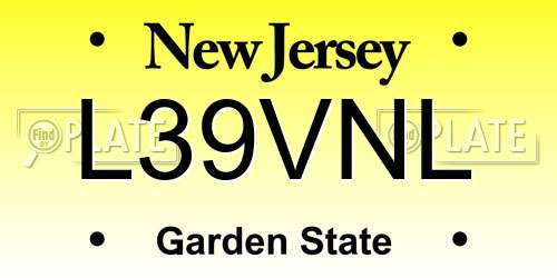 L39VNL New Jersey License Plate