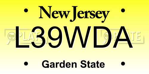L39WDA New Jersey License Plate
