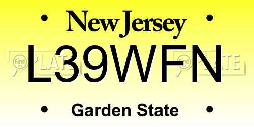 L39WFN New Jersey License Plate