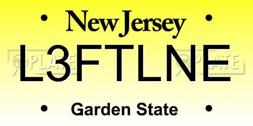 L3FTLNE New Jersey License Plate