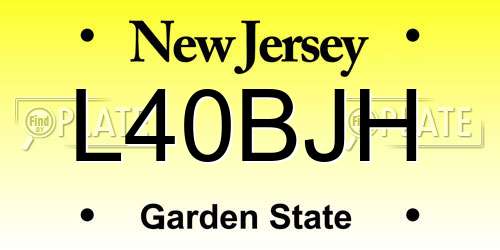 L40BJH New Jersey License Plate