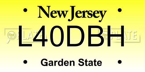 L40DBH New Jersey License Plate