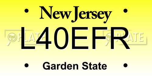 L40EFR New Jersey License Plate