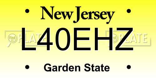 L40EHZ New Jersey License Plate