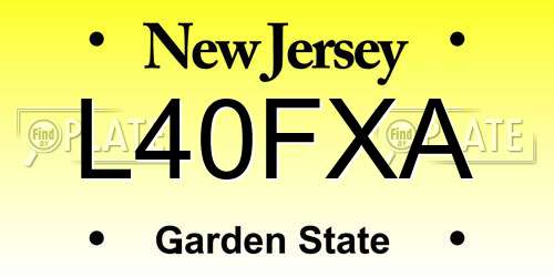 L40FXA New Jersey License Plate