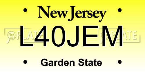 L40JEM New Jersey License Plate