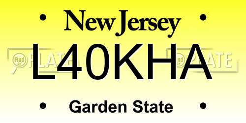 L40KHA New Jersey License Plate