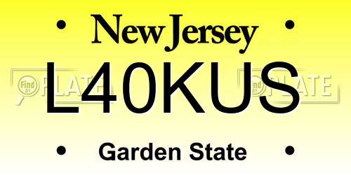 L40KUS New Jersey License Plate